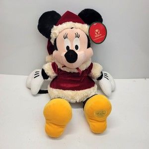 Disney Store Minnie Mouse Traditions Mrs. Santa Christmas Plush Red Velvet 15"